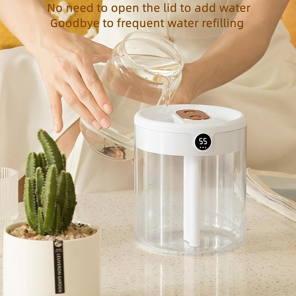 2L Dual Spray Humidifier USB Large Capacity Home Silent Bedroom Office Nightlight Digital Humidifier