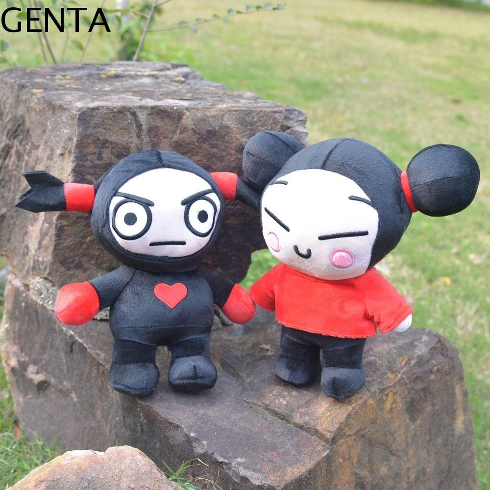GENTA ของเล่นตุ๊กตาสไตล์จีน, Pucca & Garu รุ่น Q อะนิเมะตุ๊กตา, Kawaii Double Ponytails Bun 25 ซม.ตุ