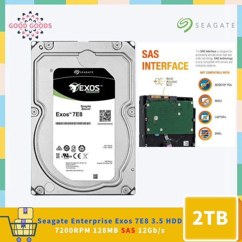 (NOT FOR HOME PC!)Seagate Enterprise Exos 7E8 ST2000NM0135 3.5 HDD 7200RPM 128MB SAS 12Gb/s ฮาร์ดไดร