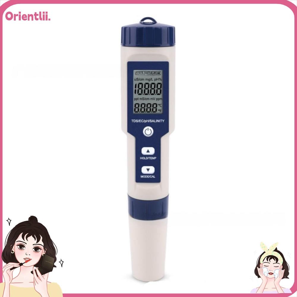 ORIENTTK เครื่องทดสอบคุณภาพน้ํา, TDS/EC/PH/ความเค็ม/อุณหภูมิ Multi-Parameter Digital TDS Meter, 5 in