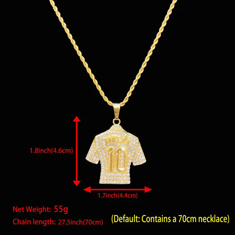 คุณภาพสูง Messi Cristiano Ronaldo Erling Haaland Bellingham jersey สร้อยคอจี้เพชร