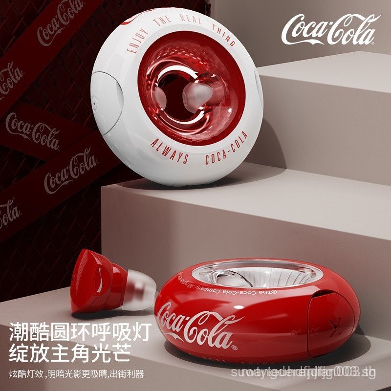 Coca-Cola Coca Cola Donut T12ชุดหูฟังบลูทูธเป็นเวลานานไม่เจ็บลดเสียงรบกวนในหู24ปีใหม่