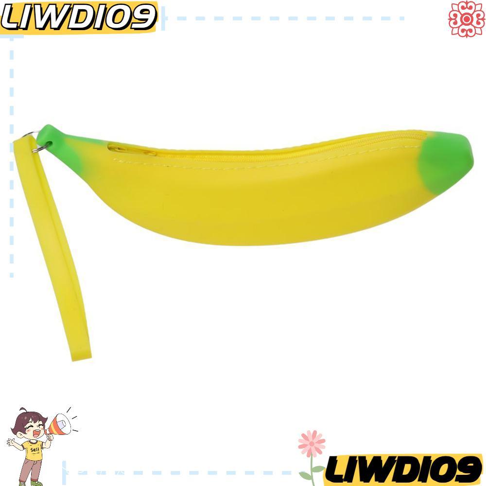 LIWD Banana Zero Wallet, สีเหลือง 2.36*7.87 นิ้วกระเป๋าปากกาซิลิโคน, สํานักงานดินสอซิลิโคนรูปทรงกล้ว