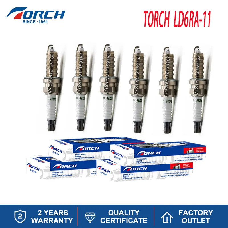 4-8PCS หัวเทียนที่มีประสิทธิภาพ TORCH LD6RA-11 เปลี่ยนสําหรับ LZKAR6C-11 LZKAR6C11 LZKAR6AP-11 ระบบอ