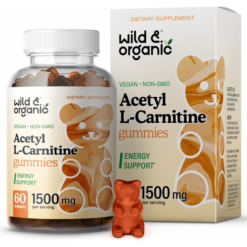 Wild & Organic L-Carnitine 1500mg Gummies - Alcar Chews สําหรับ Brain & Energy Support - อาหารเสริม 