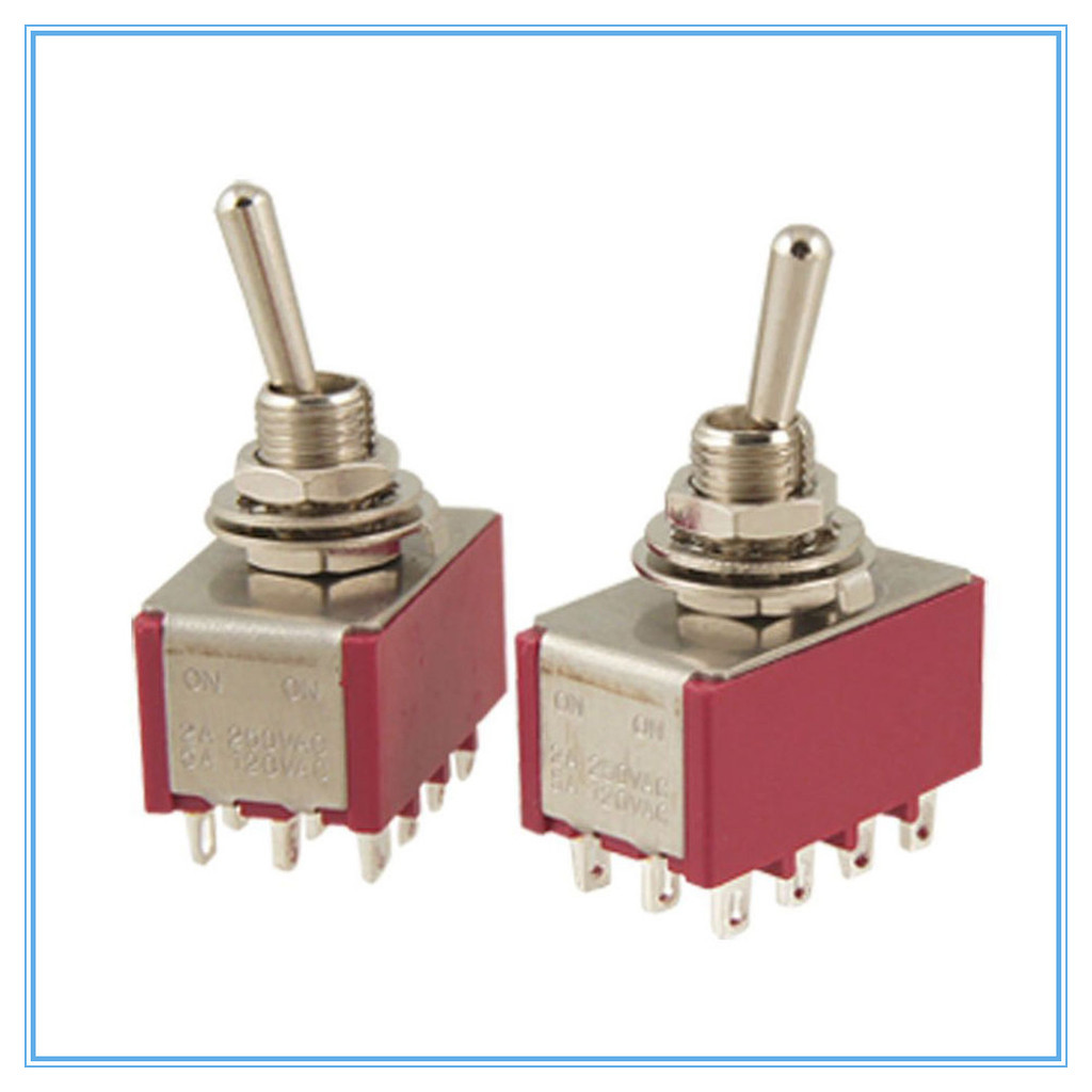 2 ชิ้น AC 250V 2A 120V 5A 12 Pin 4PDT ON/ON Toggle Switch