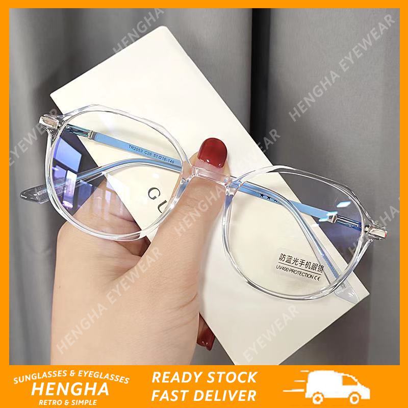 (HENGHA) แว่นตากันแดดแบบหลากเหลี่ยม อินเทรนด์จากเกาหลี ป้องกันแสงสีฟ้า เหมาะสำหรับทั้งผู้ชายและผู้หญิง