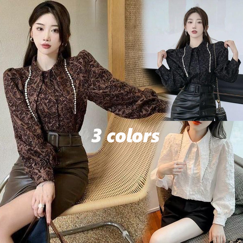 Dahong 99225  เสื้อเชิ้ตคอปกแหลมใหญ่ สไตล์เกาหลี  เสื้อเชิ้ตเสื้อเชิ้ตแขนยาว  ฝัง Jacquard  สไตล์อิน สไตล์ลำลอง