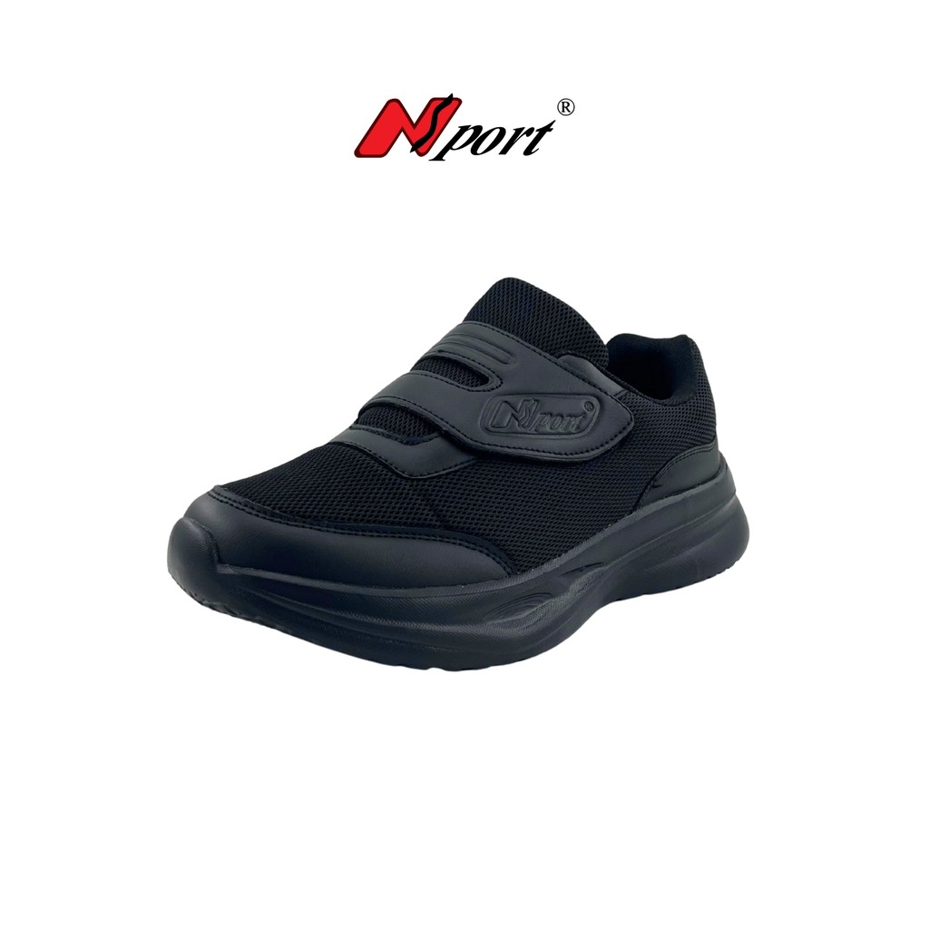 NSPORT รองเท้านักเรียนน้ําหนักเบาสีดํา Unisex Velcro 3377-1