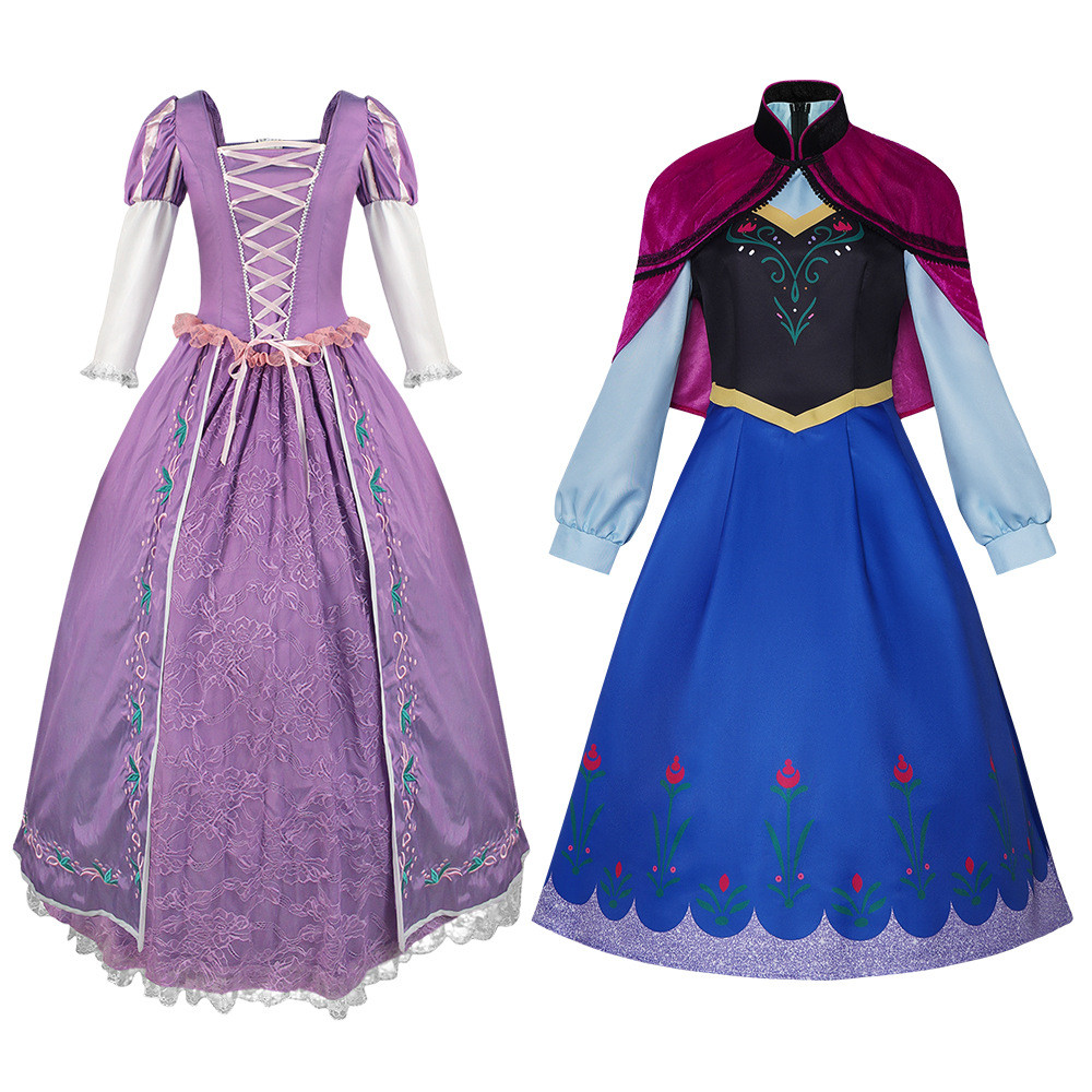 ชุดคอสเพลย์เจ้าหญิงฮาโลวีน Le Pei สีม่วง สำหรับการแสดงเวที และชุดcosplayFrozenAnna