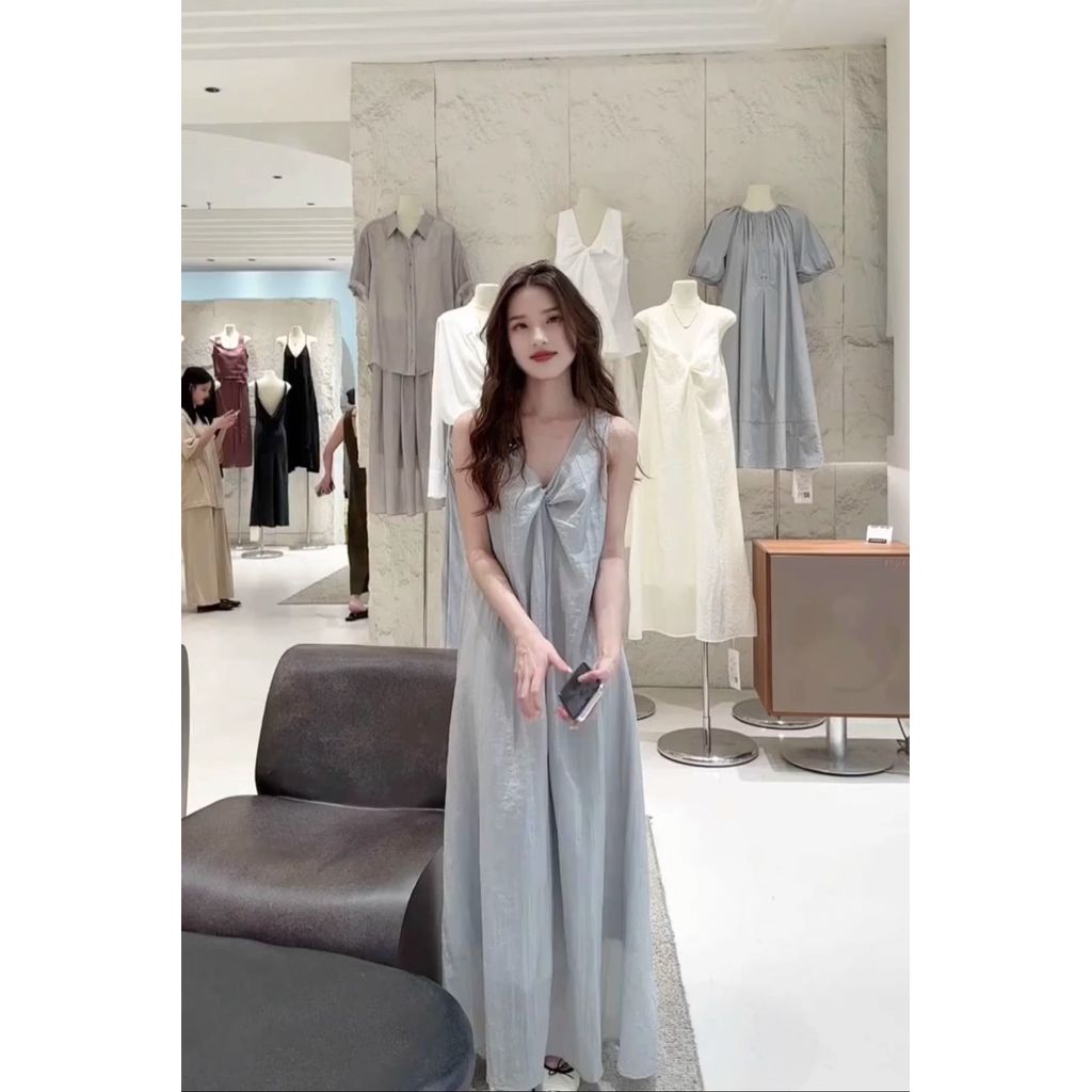 T Classy V คอ Twisted Pullover เสื้อกั๊กกระโปรงผู้หญิงฤดูร้อนหลวมชุดฝรั่งเศส 305 0PLS