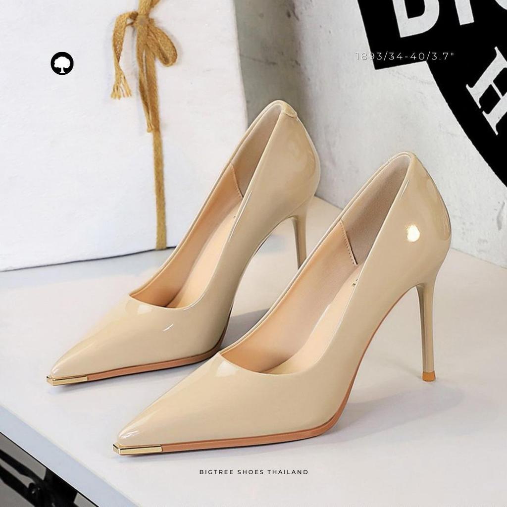ส้นแหลมเงาวาวหรูหรา สีเบสิคใส่ง่าย ขาเรียวยาวทุกมุม | Size 34–40 รหัส 1893 แนะนำ: ใส่ไซซ์ปกติ