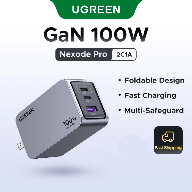 UGREEN 100W GaN Charger USB C Charger QC4.0 3.0 Quick Charge สําหรับ Macbook แล็ปท็อปแท็บเล็ต PD Fas