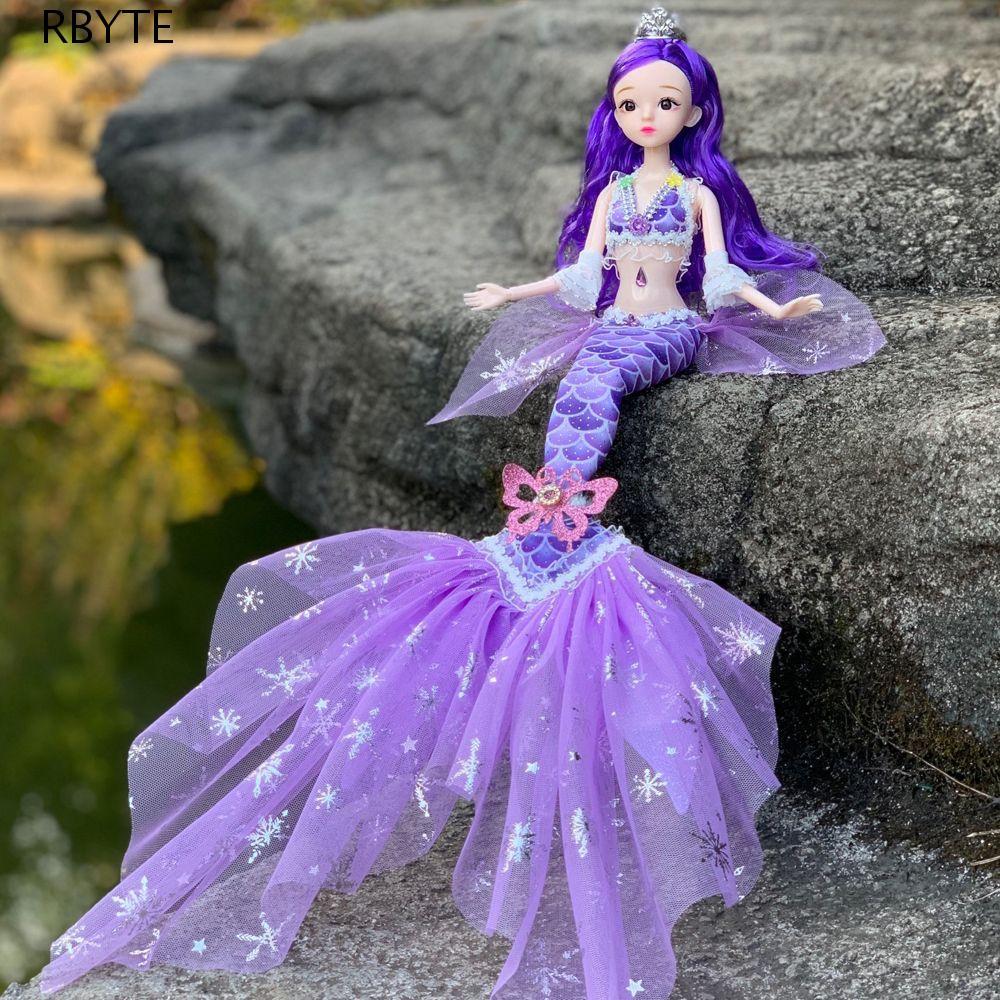 RBYTE ตุ๊กตา BJD 13 Joint Movable 3D Eye Play House แฟชั่น Kawaii เสื้อผ้าที่ถอดออกได้ Dress-up ของเ