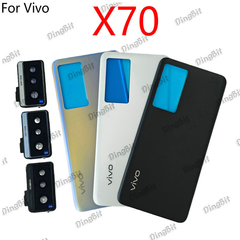 ฝาหลังสําหรับ Vivo X70 V2133A V2104 ฝาครอบแบตเตอรี่ด้านหลังประตูพร้อมเลนส์กล้องโลโก้อะไหล่ซ่อม