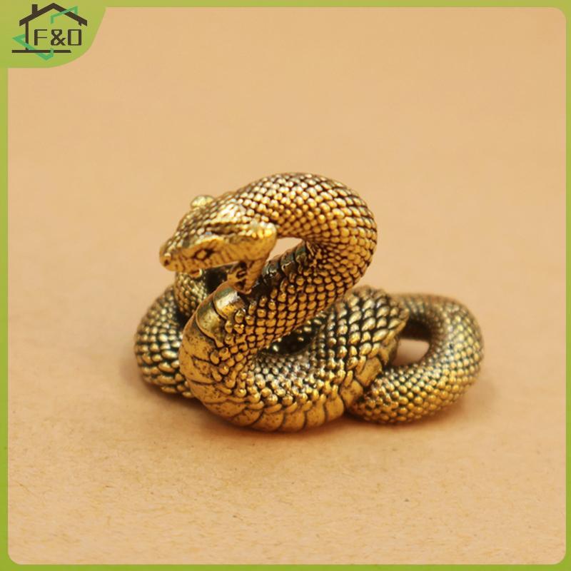 F&O Vintage ทองเหลืองงูตกแต่งชาสัตว์เลี้ยงตุ๊กตาสัตว์โบราณ Miniatures Home Desktop เครื่องประดับสําหรับห้องนั่งเล่น
