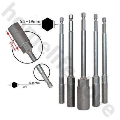 8-14 มม.ยาวไฟฟ้าเจาะ SOCKET HEAD Bolt NUT DRIVER Bit Impact เจาะ Bits อะแดปเตอร์ซ็อกเก็ตประแจ EXTENSION Bar 150 มม.
