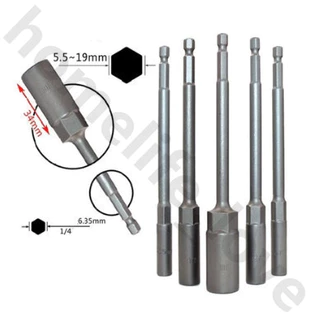 8-14 มม.ยาวไฟฟ้าเจาะ SOCKET HEAD Bolt NUT DRIVER Bit Impact เจาะ Bits อะแดปเตอร์ซ็อกเก็ตประแจ EXTENSION Bar 150 มม.