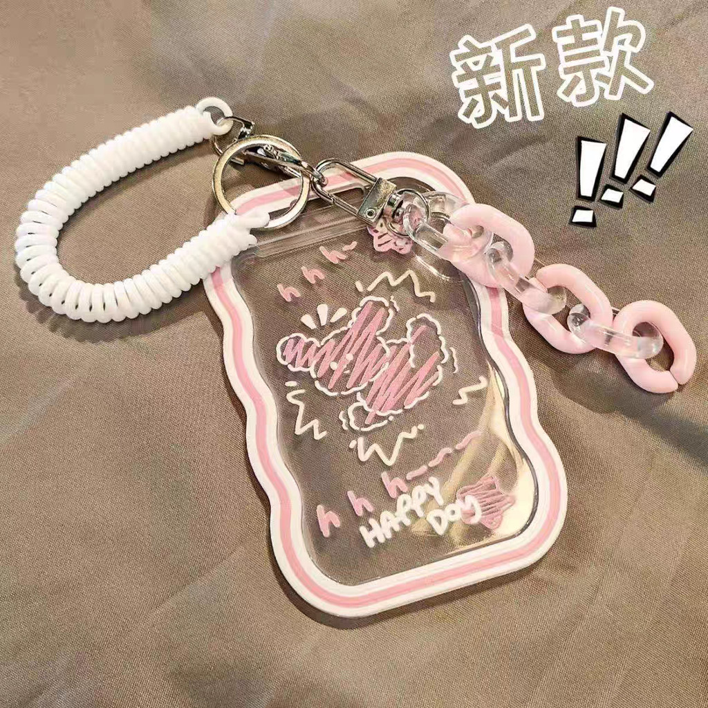 ที่ใส่การ์ด เฟรมการ์ด Pink Line Plush Dog NFC Proximity Card Holder Student Slide Card Holder Food C