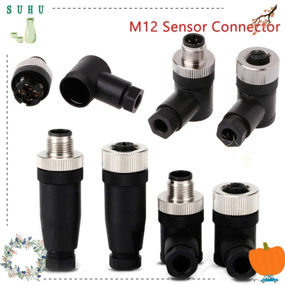 SUHU M12 Sensor Connector, Connector 4 5 8 Pin M12 ปลั๊กการบิน,ชายหญิงซ็อกเก็ต M12 Sensor Cable Conn