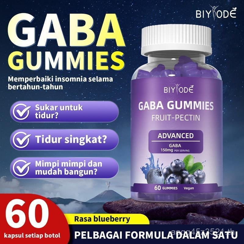 BIYOED GABA Gummies สําหรับการนอนหลับที่ล้ําลึก |   พร้อม GABA Vitamin B L-Theanine Magnesium |   มั