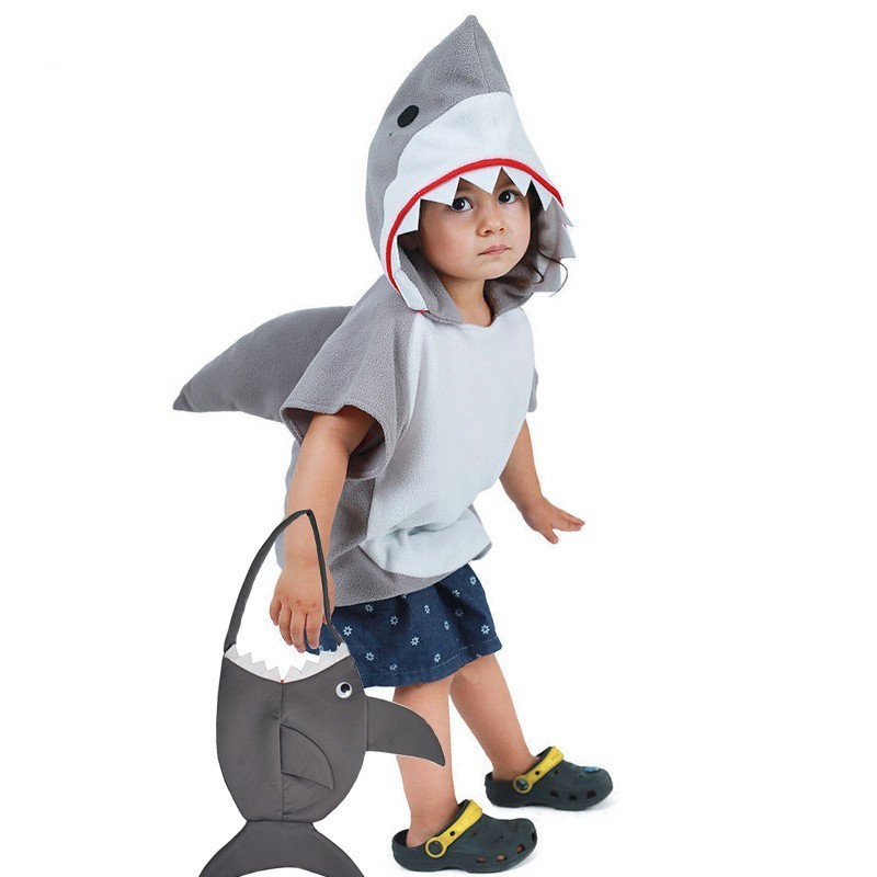 แฟชั่นเด็ก Ocean Shark Jumpsuit คอสเพลย์ Shark เครื่องแต่งกายเวทีเสื้อผ้าชุดแฟนซีเด็กน่ารัก Shark กร