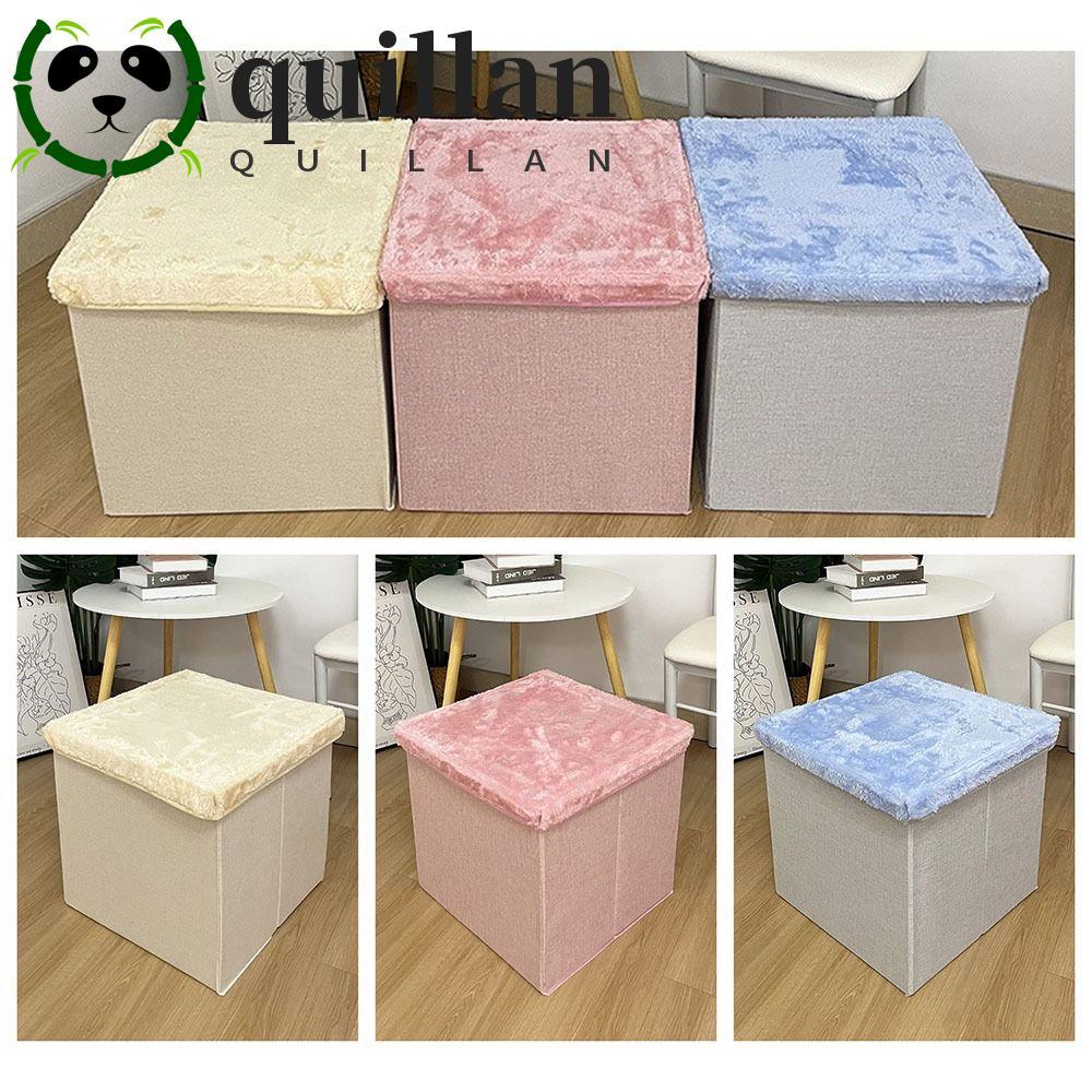 QUILLAN Storage Ottoman, Multi-Functional Folding Design Folding Seat Ottoman,ตกแต่งสีทึบกํามะหยี่วั