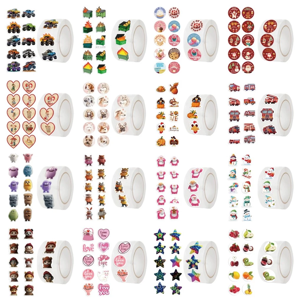 คอลเลกชันสติกเกอร์ม้วน100รูปแบบ-500ชิ้น/ม้วน,ข้ามพรมแดนขายร้อน,ในสต็อกขายส่ง