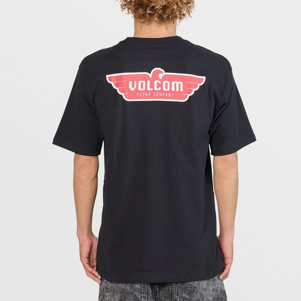 VOLCOM Eagle พิมพ์ผู้ชายเดินป่ากลางแจ้งคอลูกเรือคุณภาพสูงผ้าฝ้าย 100% เสื้อยืดลําลองระบายอากาศได้ SS