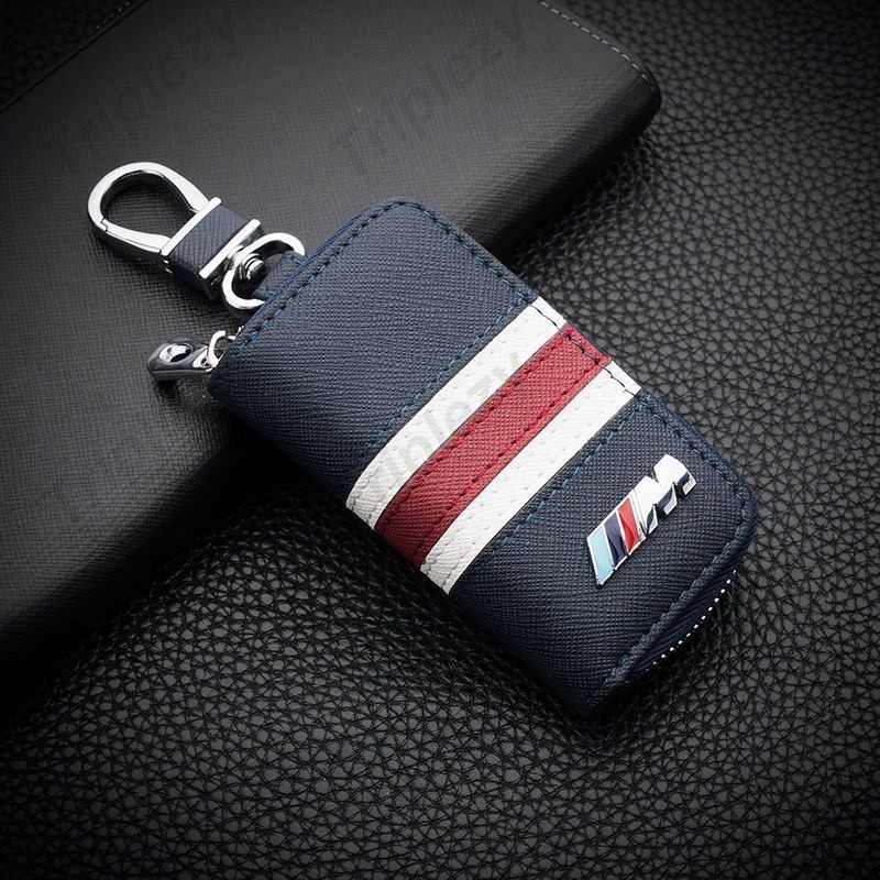 Tricolor หนังรถ Key Holder กระเป๋า Remote Fob Shell กรณีซิปกระเป๋าสตางค์สําหรับ BMW 3 5 7 Series X1 