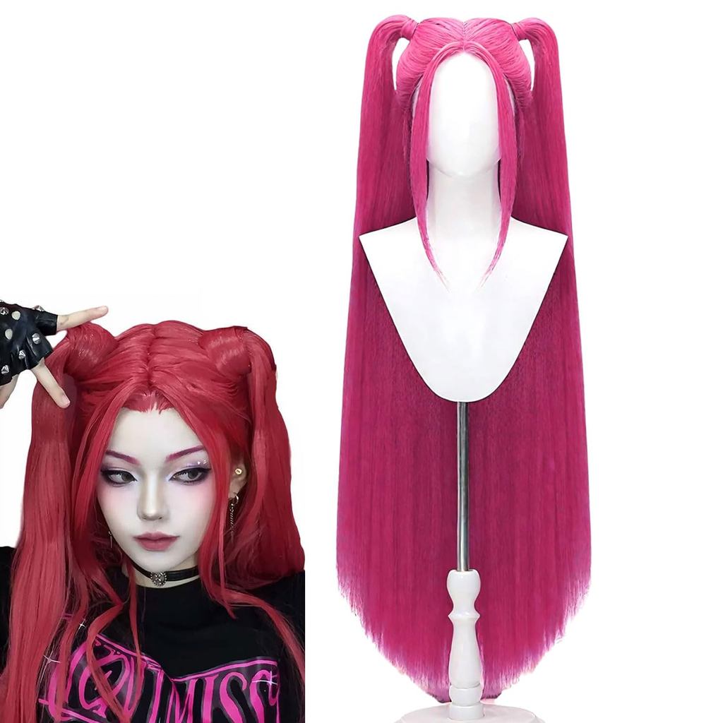 Mira Cosplay Wig for Kids & Adults, Rumi Zoey Anime Long Straight Red Wig, Halloween Costume Prop fo