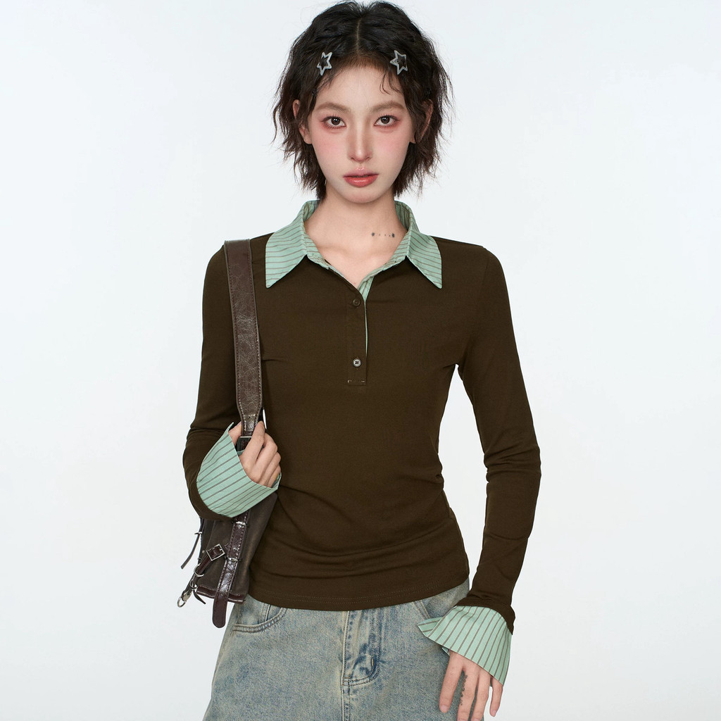 VaVa【ในสต็อก】เสื้อยืดแขนยาวทรงสลิมฟิตสำหรับผู้หญิง ฤดูใบไม้ร่วง/ฤดูหนาว ปี 2025 มาพร้อมดีไซน์ที่เป็นเอกลักษณ์และทันสมัย - รูปที่ 5