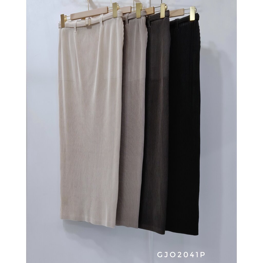 ยาว 36.5 นิ้ว 2MUAY รุ่น GJO2041P กระโปรงอัดพลีท THICK PENCIL PLEATED SKIRT 4 สี FREE SIZE