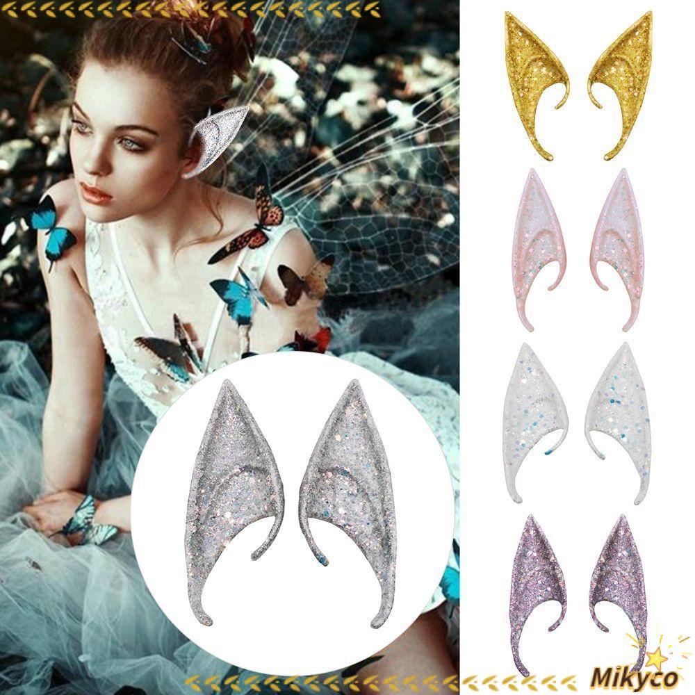 MIKYCO Elf Ears,คอสเพลย์Props Latex Elven Ears Props,Glitter Anime DIY Fairy Earsคอสเพลย์