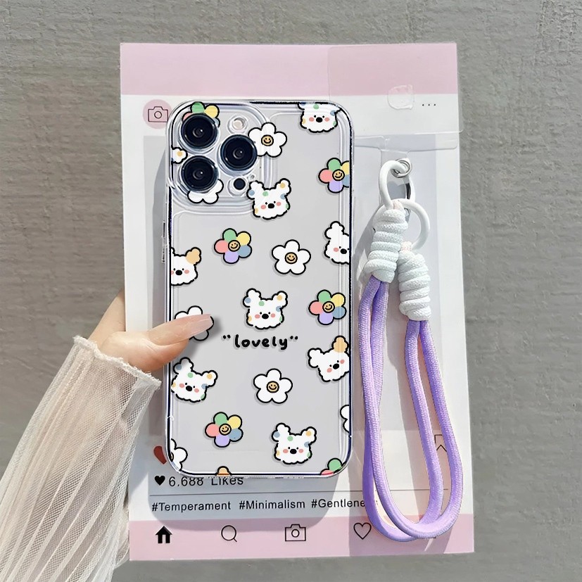 [ เคส + สายรัดรองรับ] เคสน่ารักสุนทรียศาสตร์สําหรับ OPPO A60 A3X A3 PRO A18 A58 A57 A38 A77s A96 A17
