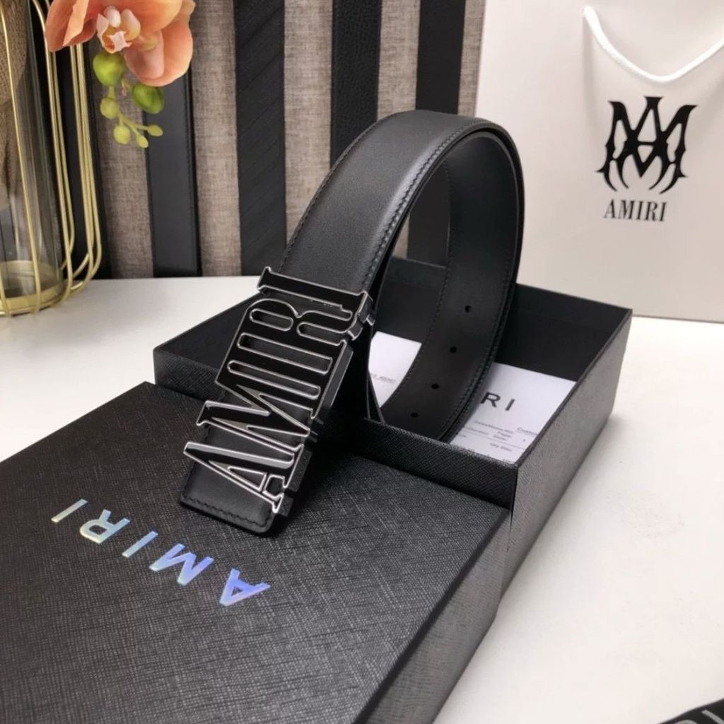 AMIRI6000 เข็มขัดสองด้านหนังแท้สําหรับผู้ชายสไตล์ใหม่แฟชั่นลําลองทุกการแข่งขัน