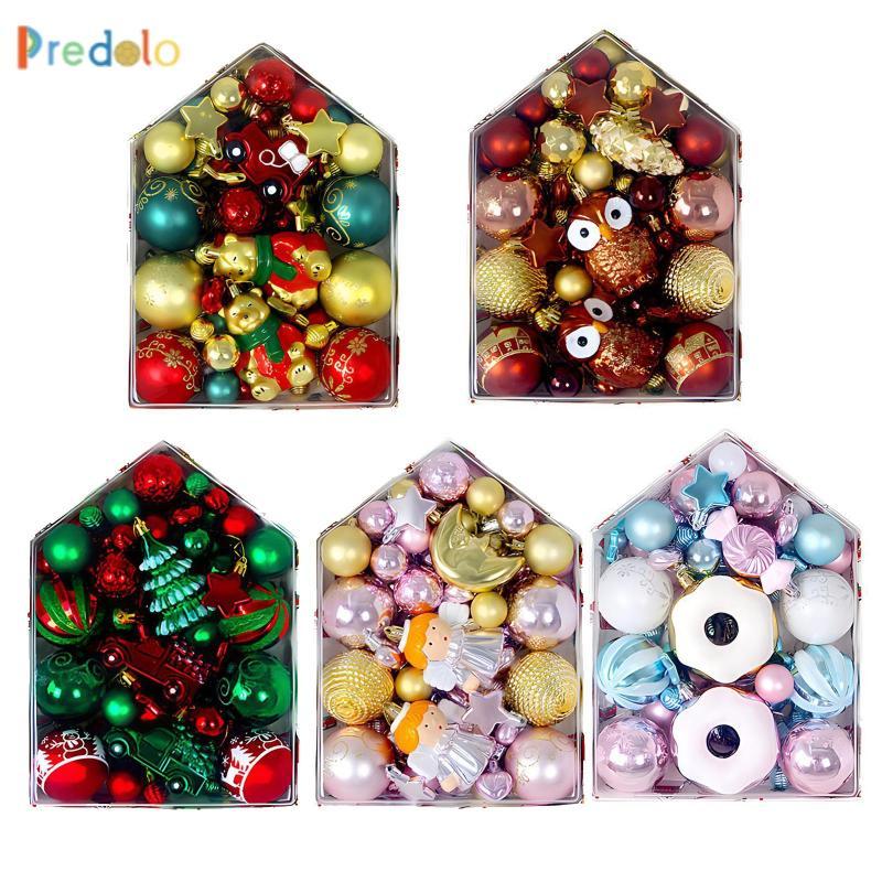 [Predolo] ลูกบอลคริสต์มาส 72x เครื่องประดับ ต้นคริสต์มาส ของตกแต่งแบบแขวน Baubles Assortment for Caf
