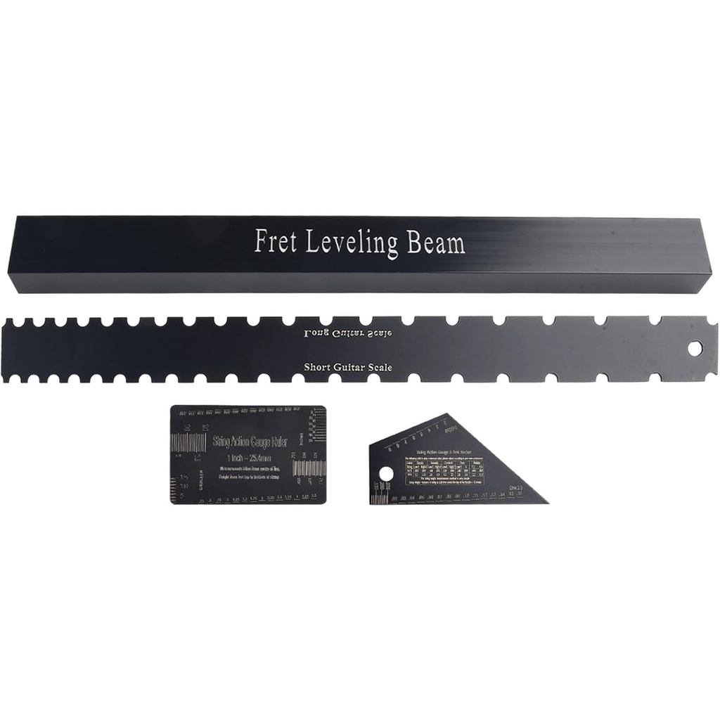 4 ชิ้นกีตาร์คอตรงขอบชุดไม้บรรทัด, Fret Leveling Beam, Luthiers กีตาร์คอหยักตรงขอบ String Action Gaug
