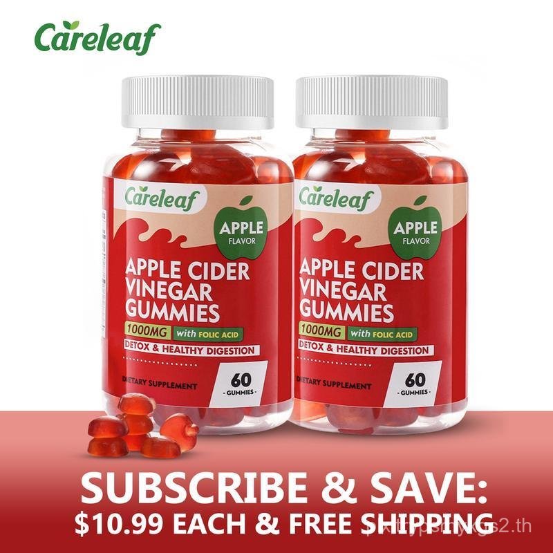 Careleaf 1000mg Apple Cider Vinegar Gummy Edible Supplement with Beetroot, Essential Vitamin B12 & B
