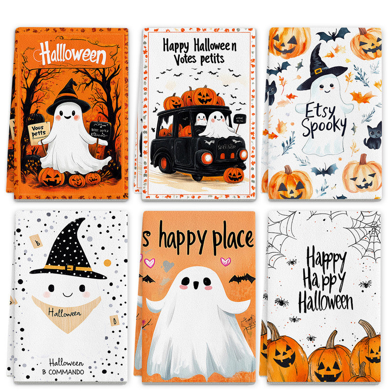 ไมโครไฟเบอร์ผ้าเช็ดตัวฮาโลวีน 250gsm ไมโครไฟเบอร์ 45x66 Quick-Drying Non-Fading Kitchen Towel