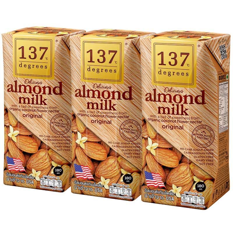137ดีกรีน้ำนมอัลมอนด์สูตรดังเดิม 180มล แพค 3 137 Degrees Almond Milk Original 180ml Pack 3 [8854761951352 ]