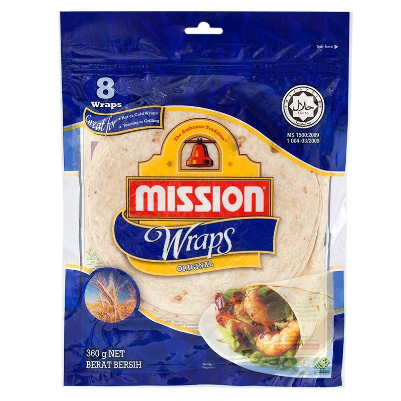 มิชชั่นแผ่นแป้งสาลีสำเร็จรูปรสดั้งเดิม 360กรัม Mission Wraps Original 360g. [หมายเลขบาร์โค้ด 9555615900005 ]