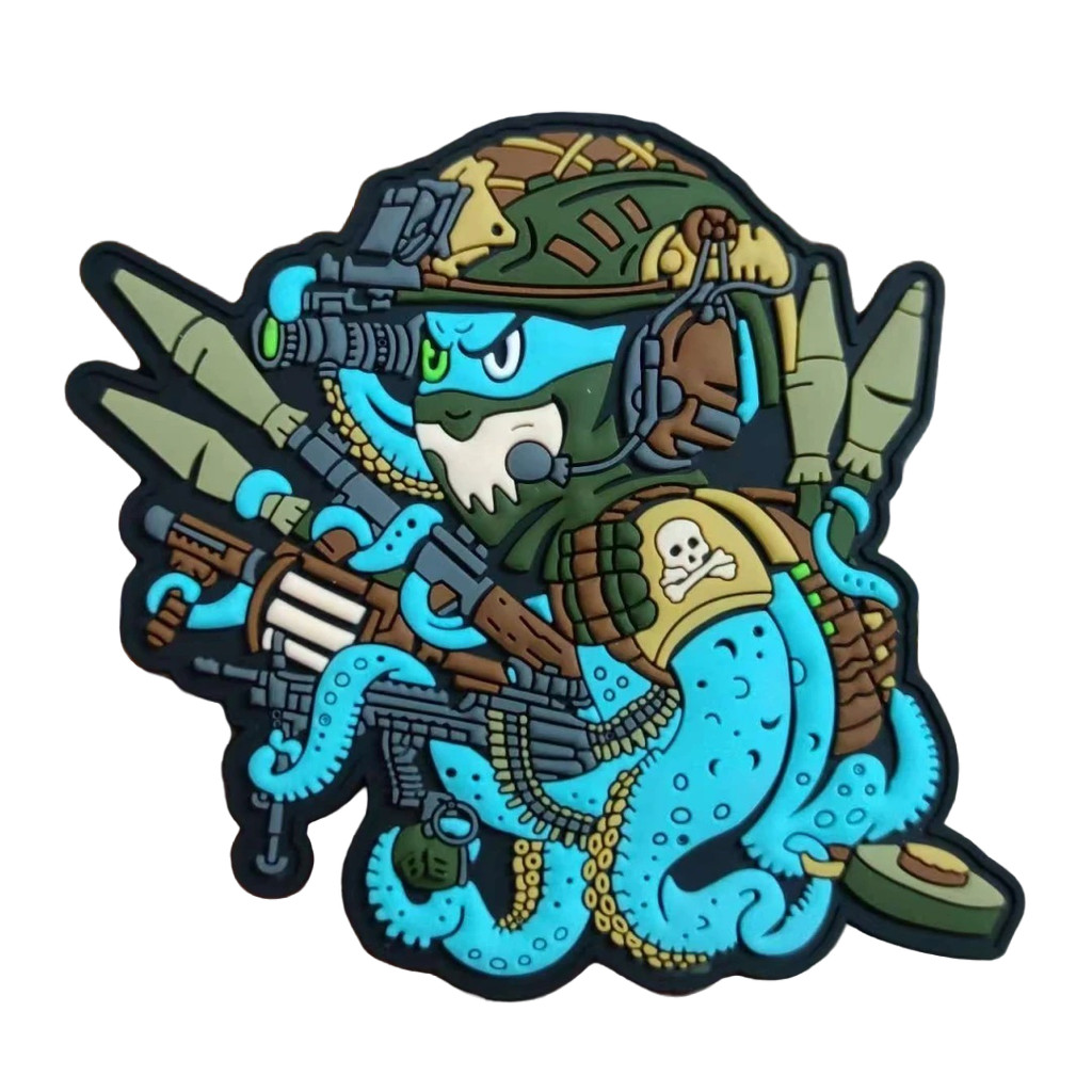 Octopus PVC Patch ยุทธวิธี Morale Hook และ Loop Patch สําหรับกระเป๋าเป้สะพายหลังแจ็คเก็ตเกียร์อุปกรณ์กลางแจ้งอุปกรณ์เสริม