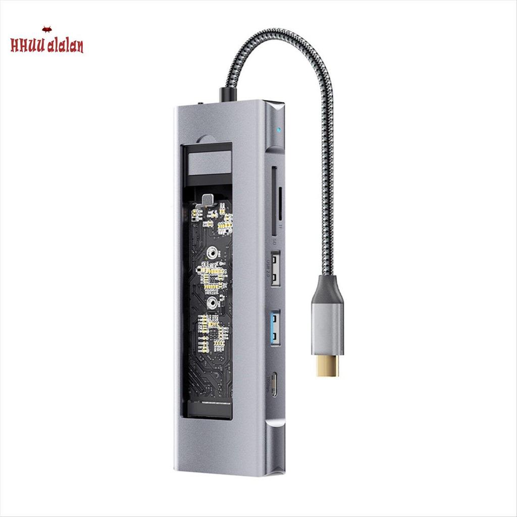 [ความเร็วสูง H]แปดใน 1 USB HUB พร้อมฟังก์ชั่นเก็บดิสก์ M.2 SSD NVMe SATA Type-C ถึง -เข้ากันได้กับ U