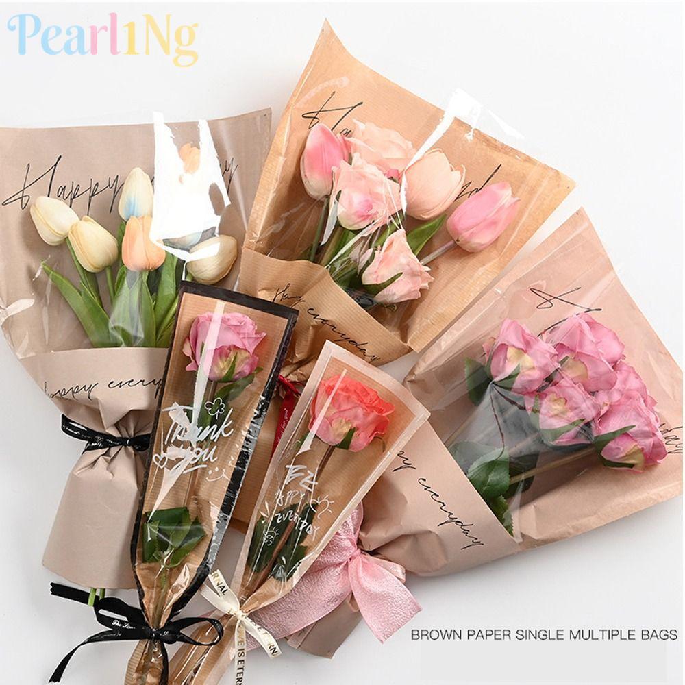 PEARLTH 20/30PCS Rose Packing Sleeve Bag, Wrapping Sleeve Single Rose Bouquet Packing Bag, Plastic F