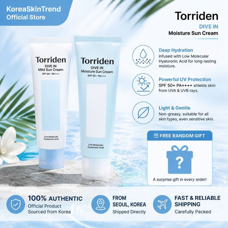 Torriden Sunscreen 60ml - Mild Sunscreen & Moisturizing Sunscreen, SPF50+ PA++++, ครีมกันแดดเกาหลี