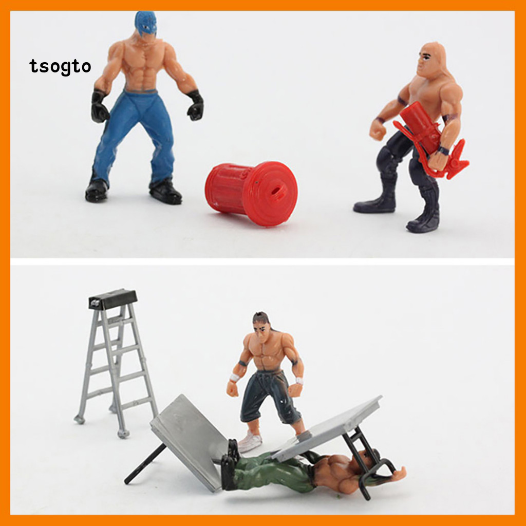 [TS] 1 ชุด Wrestling Playset ที่สมจริง DIY Mini Wrestling Action Figure Play Set สําหรับเด็ก