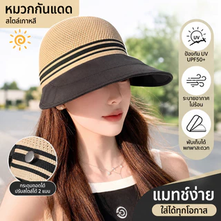 หมวกบังแดด หมวกกันแดดปีกกว้าง สามารถปรับสายได้ ป้องกันแดดกันUV สไตล์ลำลอง
