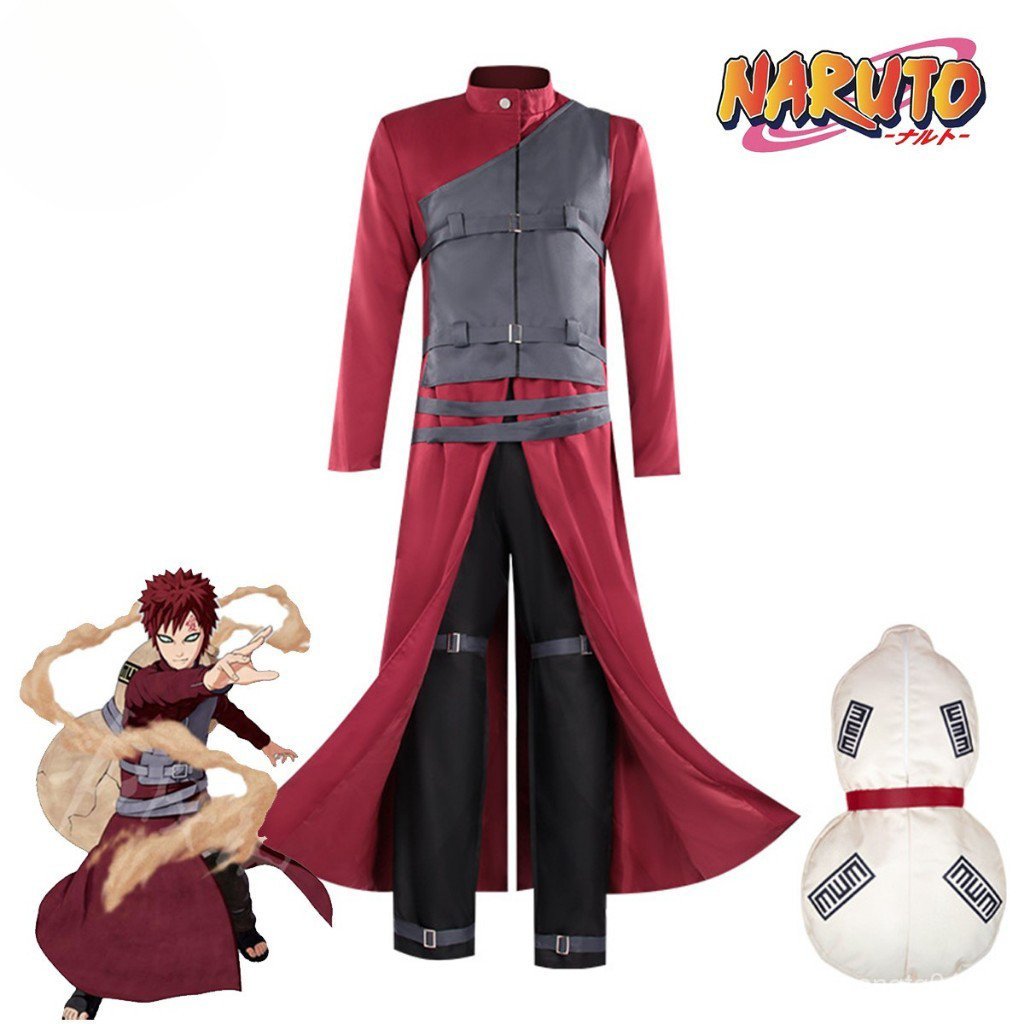 Gaara คอสเพลย์เครื่องแต่งกายอะนิเมะนารูโตะนินจาเครื่องแต่งกายสําหรับผู้ชาย Gaara เสื้อผ้าชุด Gourd P