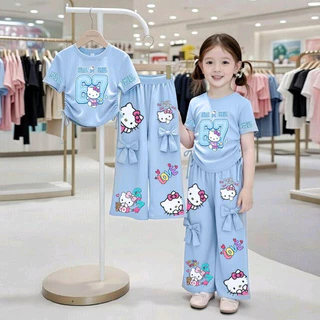 ชุดเซ็ทเด็ก เสื้อผูกโบว์ข้างลาย 67 สุดฮิต+กางเกงแต่งโบว์